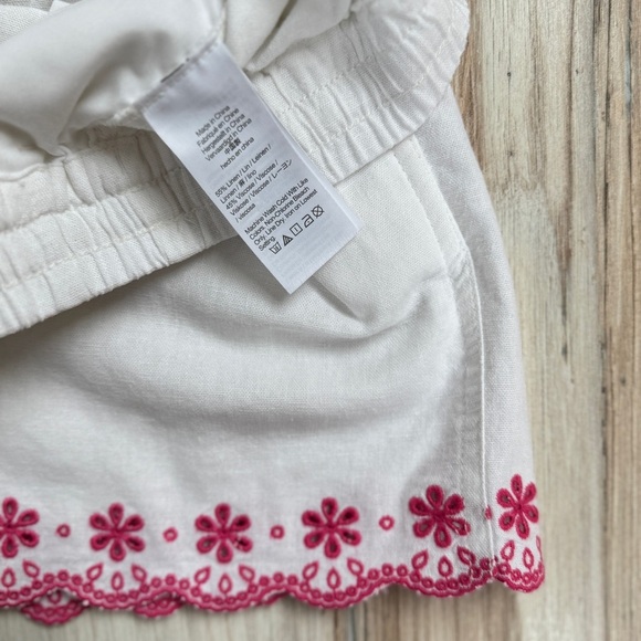NWT J.Crew Pink Embroidered Linen Shorts Size Medium - Picture 7 of 11